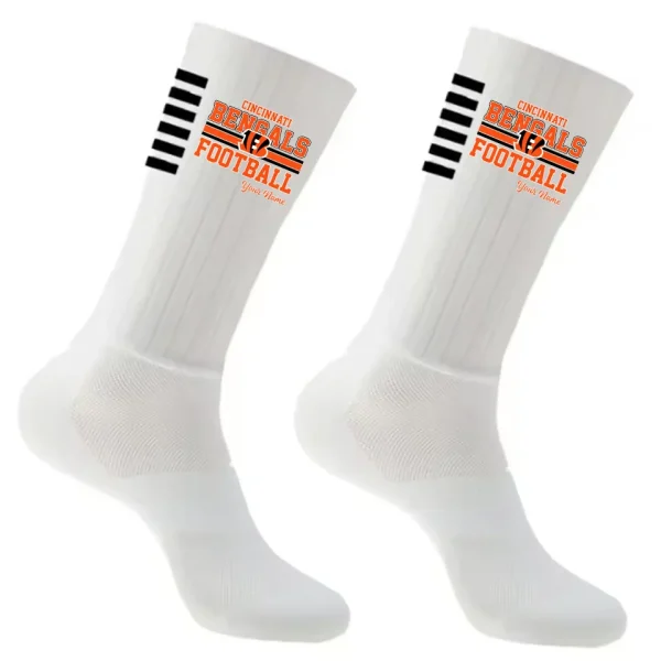 Cincinnati Bengals Duo 2 Pack Pair Team Colors Large Men Crew Socks Gift SPTSOCKS054 - Image 5