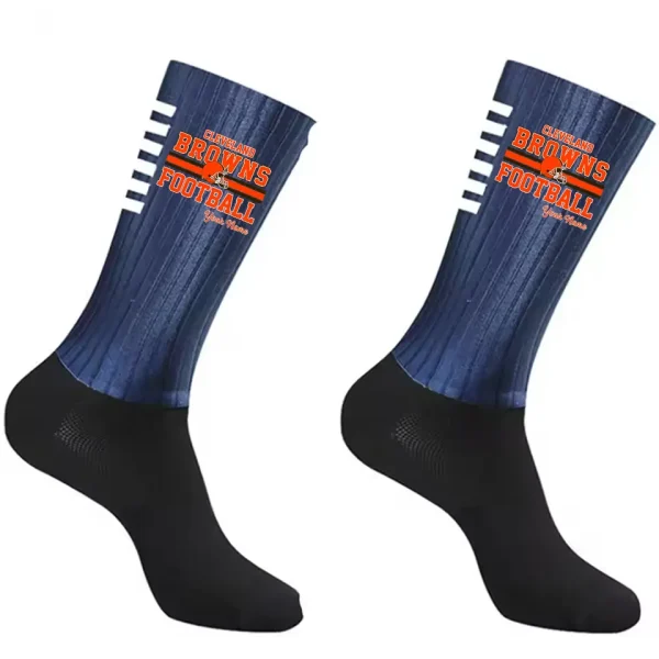 Cleveland Browns Duo 2 Pack Pair Team Colors Large Men Crew Socks Gift SPTSOCKS055 - Image 2