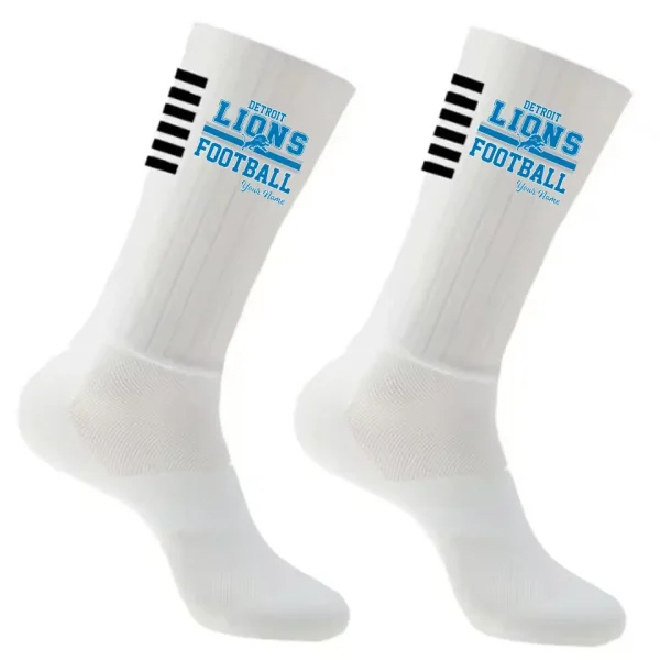 Detroit Lions Duo 2 Pack Pair Team Colors Large Men Crew Socks Gift SPTSOCKS058 - Image 5