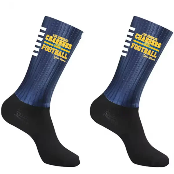 Los Angeles Chargers Duo 2 Pack Pair Team Colors Large Men Crew Socks Gift SPTSOCKS065 - Image 2