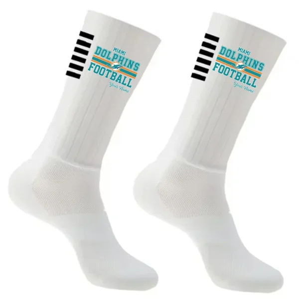 Miami Dolphins Duo 2 Pack Pair Team Colors Large Men Crew Socks Gift SPTSOCKS067