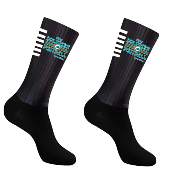 Miami Dolphins Duo 2 Pack Pair Team Colors Large Men Crew Socks Gift SPTSOCKS067 - Image 3