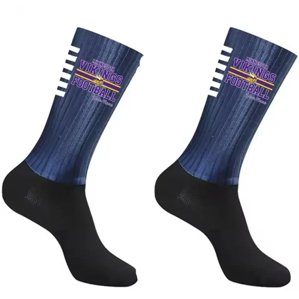 Minnesota Vikings Duo 2 Pack Pair Team Colors Large Men Crew Socks Gift SPTSOCKS068 - Image 5