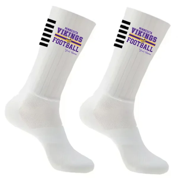 Minnesota Vikings Duo 2 Pack Pair Team Colors Large Men Crew Socks Gift SPTSOCKS068