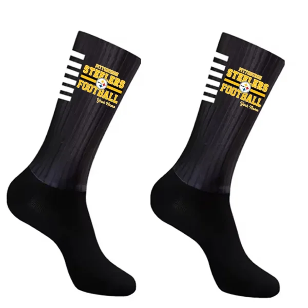 Pittsburgh Steelers Duo 2 Pack Pair Team Colors Large Men Crew Socks Gift SPTSOCKS074 - Image 4