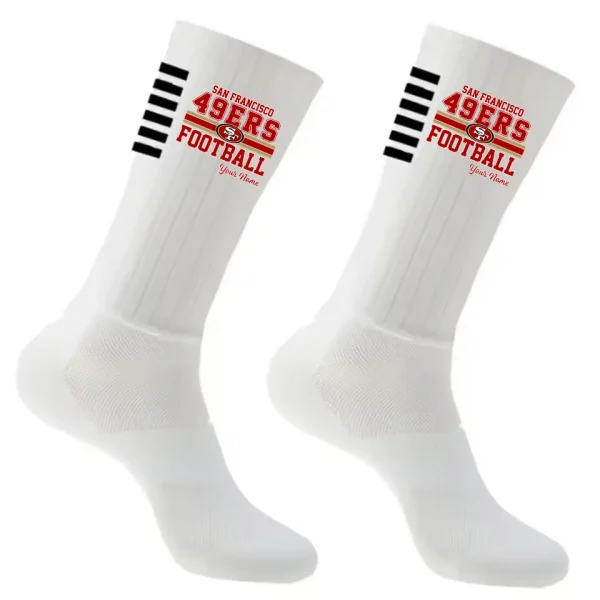 San Francisco 49ers Duo 2 Pack Pair Team Colors Large Men Crew Socks Gift SPTSOCKS075