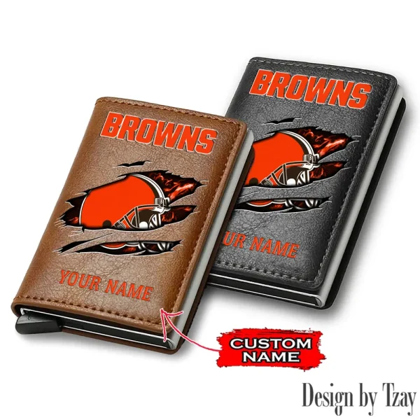 Cleveland Browns Credit Card Holder Leather Wallet SPTCHLW196