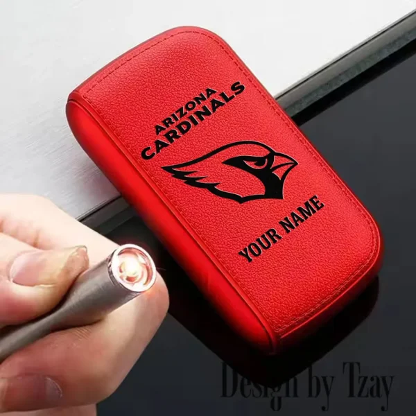 Arizona Cardinals Portable 2-in-1 Multi-function USB Leather Cigarette Lighter Cigarette Case SPTLCCLC001 - Image 3