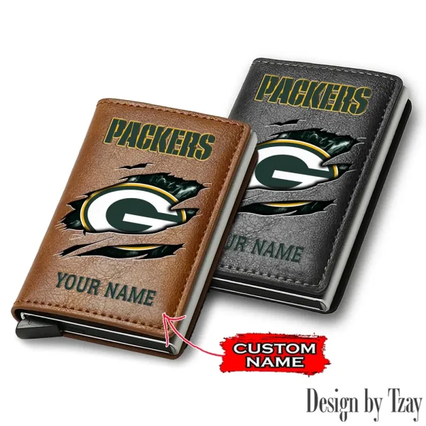 Green Bay Packers Credit Card Holder Leather Wallet SPTCHLW200