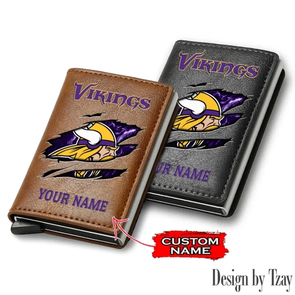 Minnesota Vikings Credit Card Holder Leather Wallet SPTCHLW209