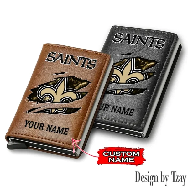 New Orleans Saints Credit Card Holder Leather Wallet SPTCHLW211