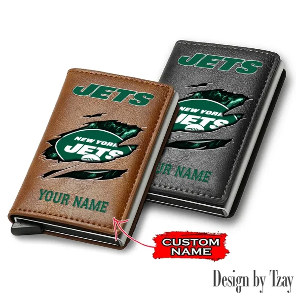 New York Jets Credit Card Holder Leather Wallet SPTCHLW213