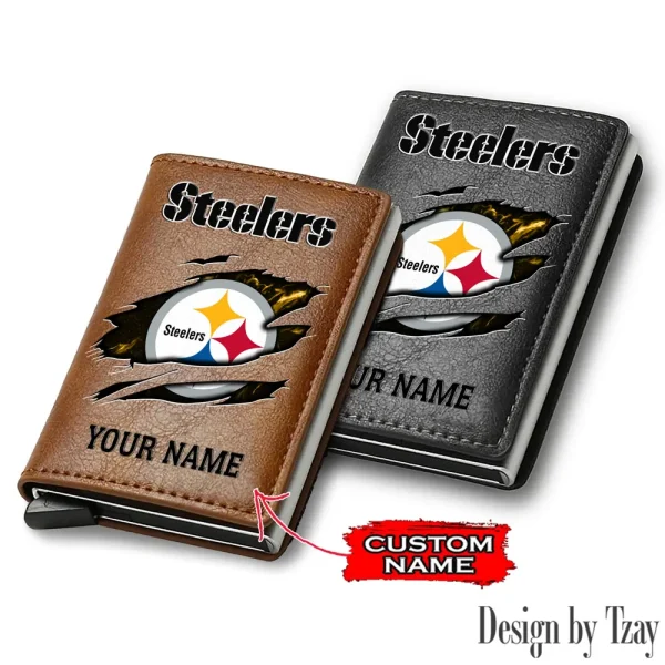 Pittsburgh Steelers Credit Card Holder Leather Wallet SPTCHLW215