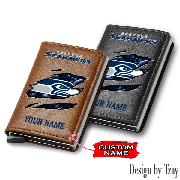Seattle Seahawks Credit Card Holder Leather Wallet SPTCHLW217