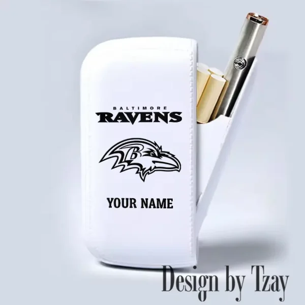 Baltimore Ravens Portable 2-in-1 Multi-function Leather Cigarette Lighter Cigarette Case SPTLCCLC003