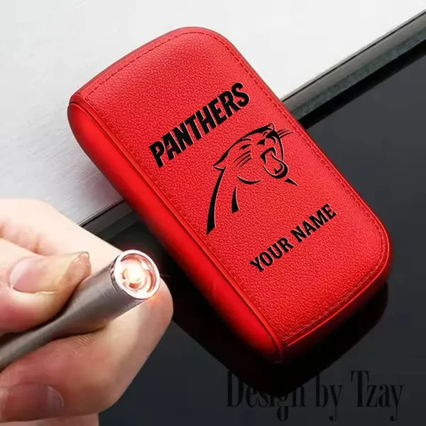Carolina Panthers Portable 2-in-1 Multi-function  Leather Cigarette Lighter Cigarette Case SPTLCCLC005 - Image 4