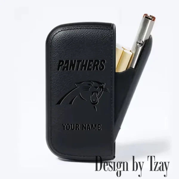 Carolina Panthers Portable 2-in-1 Multi-function  Leather Cigarette Lighter Cigarette Case SPTLCCLC005 - Image 3