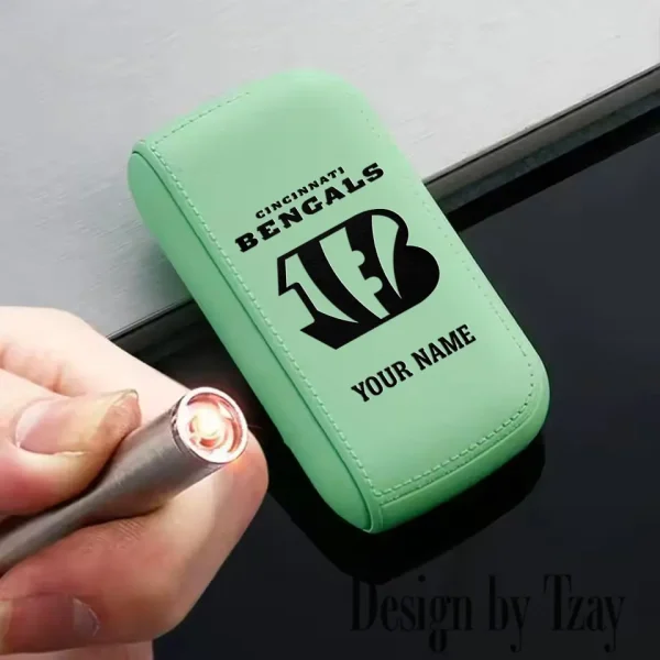 Cincinnati Bengals Portable 2-in-1 Multi-function  Leather Cigarette Lighter Cigarette Case SPTLCCLC007 - Image 4