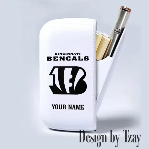 Cincinnati Bengals Portable 2-in-1 Multi-function  Leather Cigarette Lighter Cigarette Case SPTLCCLC007