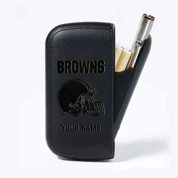 Cleveland Browns Portable 2-in-1 Multi-function  Leather Cigarette Lighter Cigarette Case SPTLCCLC008 - Image 4