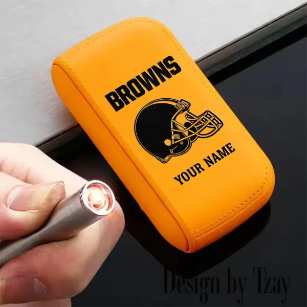 Cleveland Browns Portable 2-in-1 Multi-function  Leather Cigarette Lighter Cigarette Case SPTLCCLC008 - Image 2