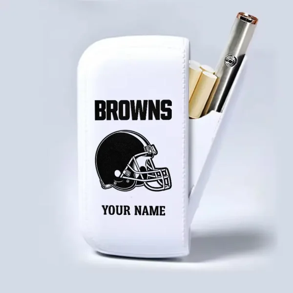 Cleveland Browns Portable 2-in-1 Multi-function  Leather Cigarette Lighter Cigarette Case SPTLCCLC008