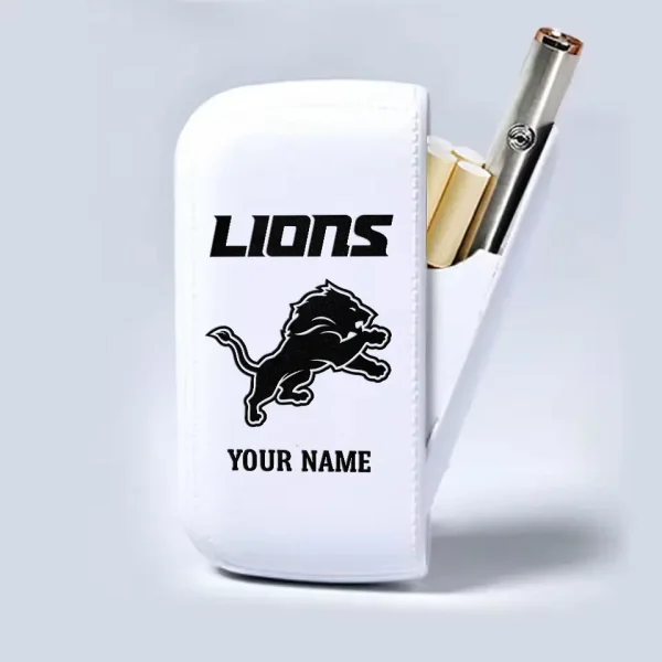 Detroit Lions Portable 2-in-1 Multi-function  Leather Cigarette Lighter Cigarette Case SPTLCCLC011