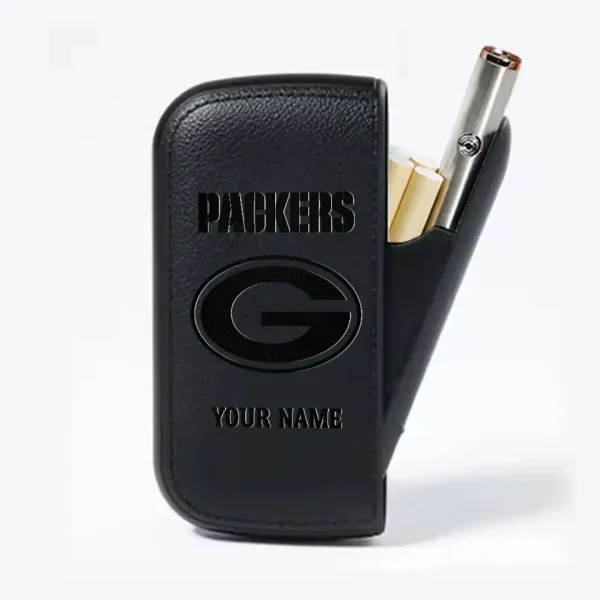 Green Bay Packers Portable 2-in-1 Multi-function  Leather Cigarette Lighter Cigarette Case SPTLCCLC012 - Image 3