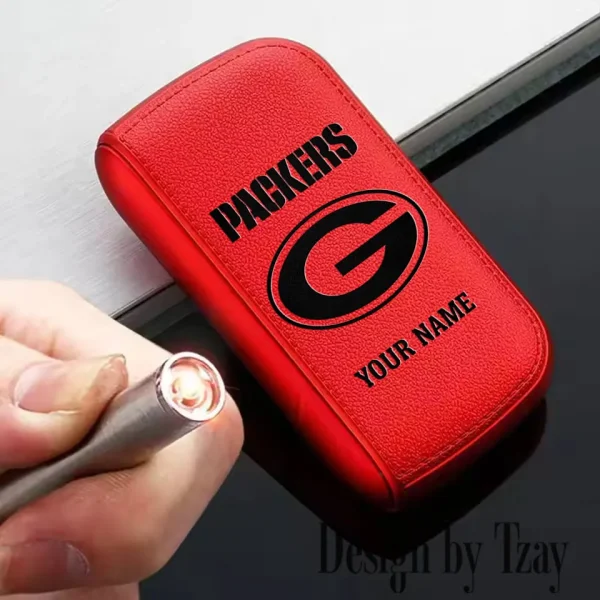 Green Bay Packers Portable 2-in-1 Multi-function  Leather Cigarette Lighter Cigarette Case SPTLCCLC012 - Image 4