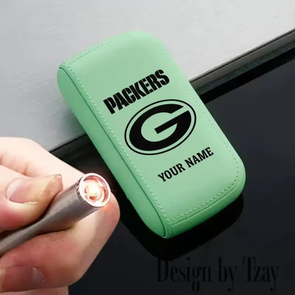 Green Bay Packers Portable 2-in-1 Multi-function  Leather Cigarette Lighter Cigarette Case SPTLCCLC012 - Image 2