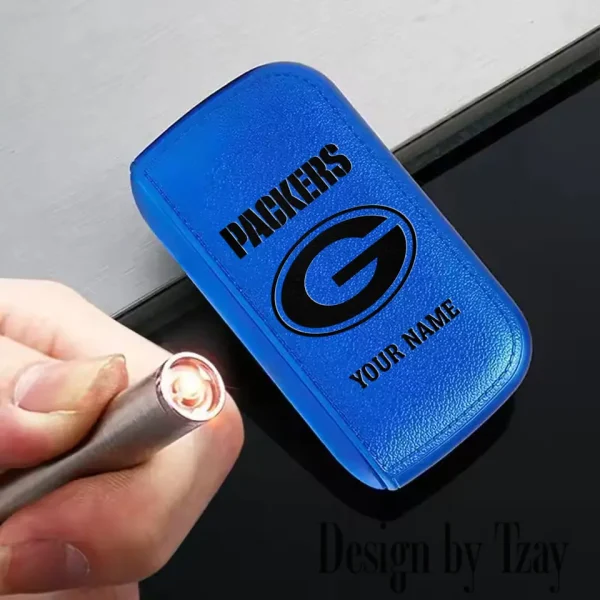 Green Bay Packers Portable 2-in-1 Multi-function  Leather Cigarette Lighter Cigarette Case SPTLCCLC012 - Image 5