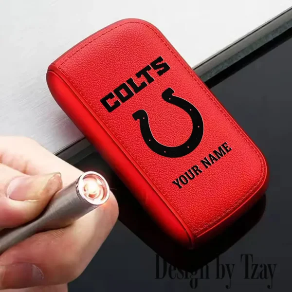 Indianapolis Colts Portable 2-in-1 Multi-function  Leather Cigarette Lighter Cigarette Case SPTLCCLC014 - Image 2