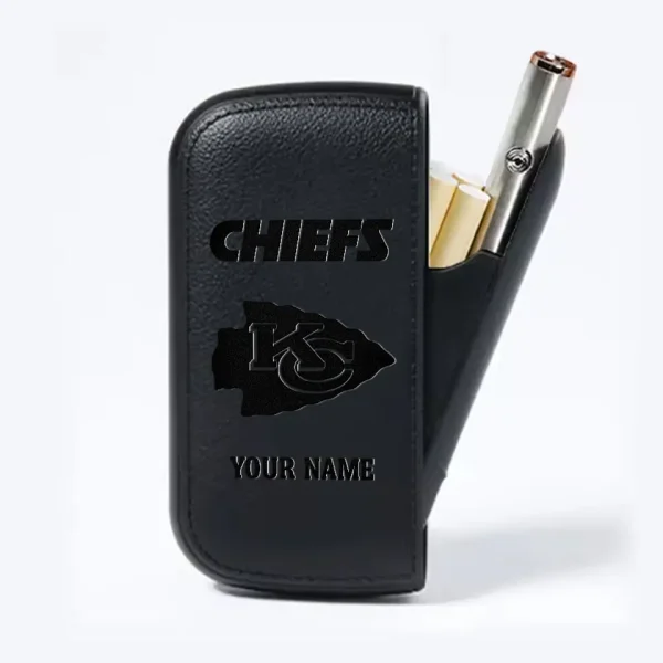 Kansas City Chiefs Portable 2-in-1 Multi-function  Leather Cigarette Lighter Cigarette Case SPTLCCLC016 - Image 4