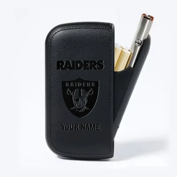 Las Vegas Raiders Portable 2-in-1 Multi-function  Leather Cigarette Lighter Cigarette Case SPTLCCLC017 - Image 2