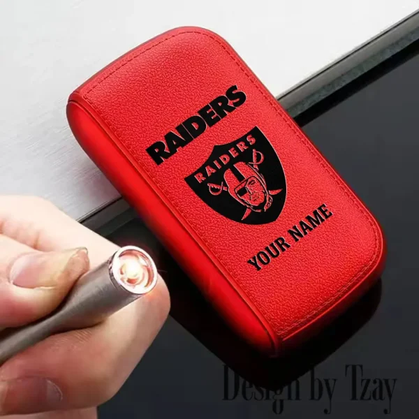 Las Vegas Raiders Portable 2-in-1 Multi-function  Leather Cigarette Lighter Cigarette Case SPTLCCLC017 - Image 3