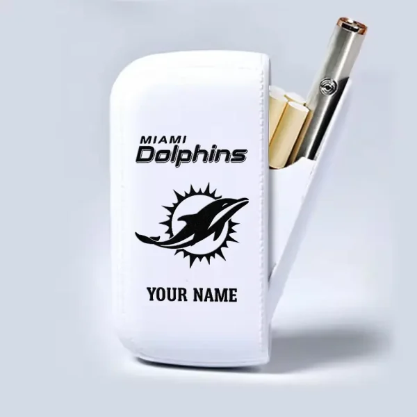 Miami Dolphins Portable 2-in-1 Multi-function  Leather Cigarette Lighter Cigarette Case SPTLCCLC020