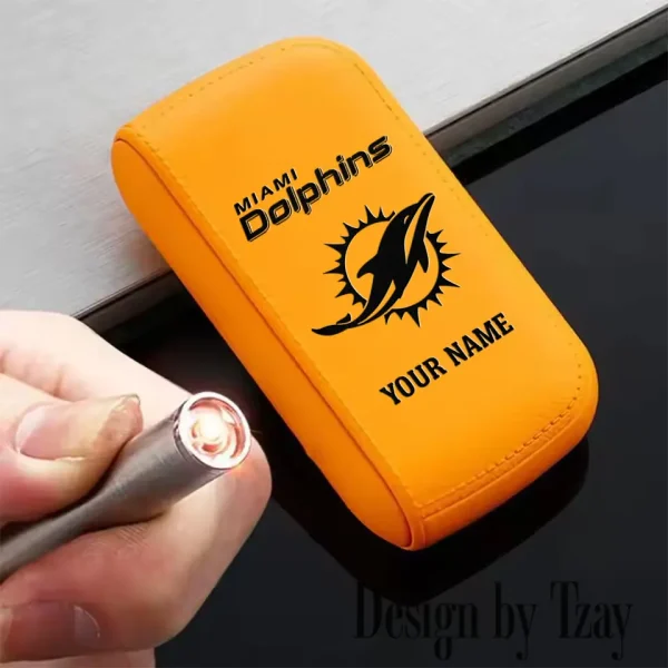 Miami Dolphins Portable 2-in-1 Multi-function  Leather Cigarette Lighter Cigarette Case SPTLCCLC020 - Image 3