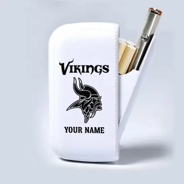 Minnesota Vikings Portable 2-in-1 Multi-function  Leather Cigarette Lighter Cigarette Case SPTLCCLC021