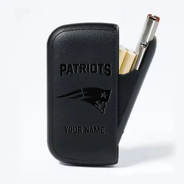 New England Patriots Portable 2-in-1 Multi-function  Leather Cigarette Lighter Cigarette Case SPTLCCLC022 - Image 2