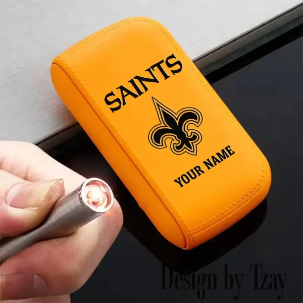 New Orleans Saints Portable 2-in-1 Multi-function  Leather Cigarette Lighter Cigarette Case SPTLCCLC023 - Image 4