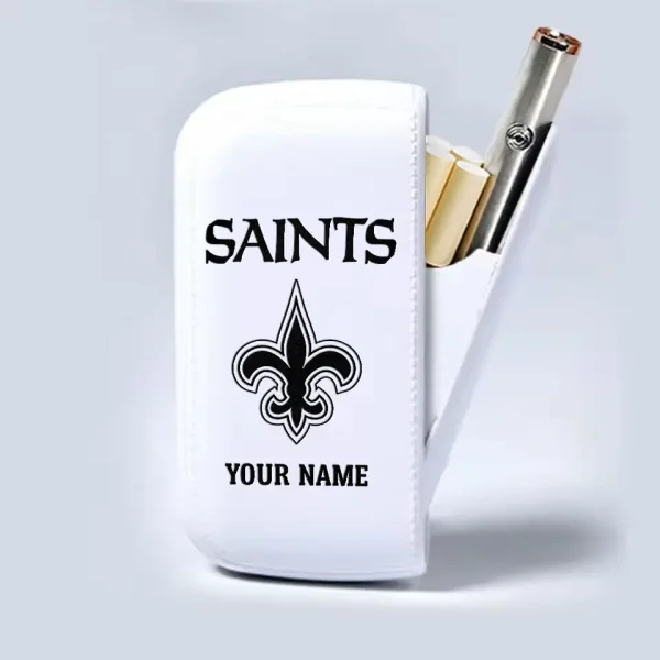 New Orleans Saints Portable 2-in-1 Multi-function  Leather Cigarette Lighter Cigarette Case SPTLCCLC023