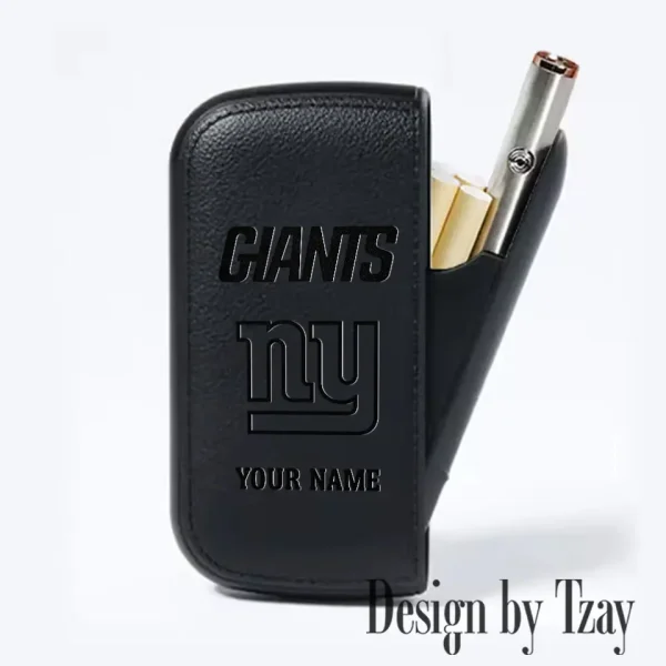 New York Giants Portable 2-in-1 Multi-function  Leather Cigarette Lighter Cigarette Case SPTLCCLC024 - Image 2