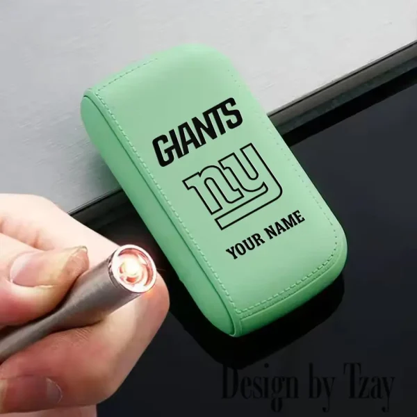 New York Giants Portable 2-in-1 Multi-function  Leather Cigarette Lighter Cigarette Case SPTLCCLC024 - Image 3