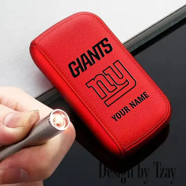 New York Giants Portable 2-in-1 Multi-function  Leather Cigarette Lighter Cigarette Case SPTLCCLC024 - Image 4