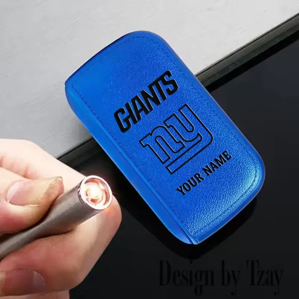 New York Giants Portable 2-in-1 Multi-function  Leather Cigarette Lighter Cigarette Case SPTLCCLC024 - Image 6