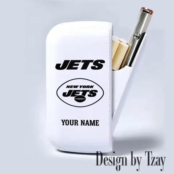 New York Jets Portable 2-in-1 Multi-function  Leather Cigarette Lighter Cigarette Case SPTLCCLC025