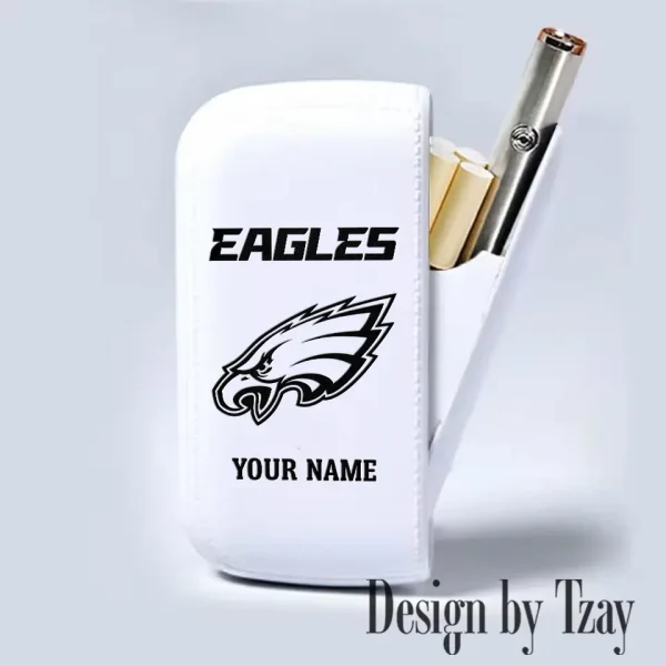 Philadelphia Eagles Portable 2-in-1 Multi-function  Leather Cigarette Lighter Cigarette Case SPTLCCLC026