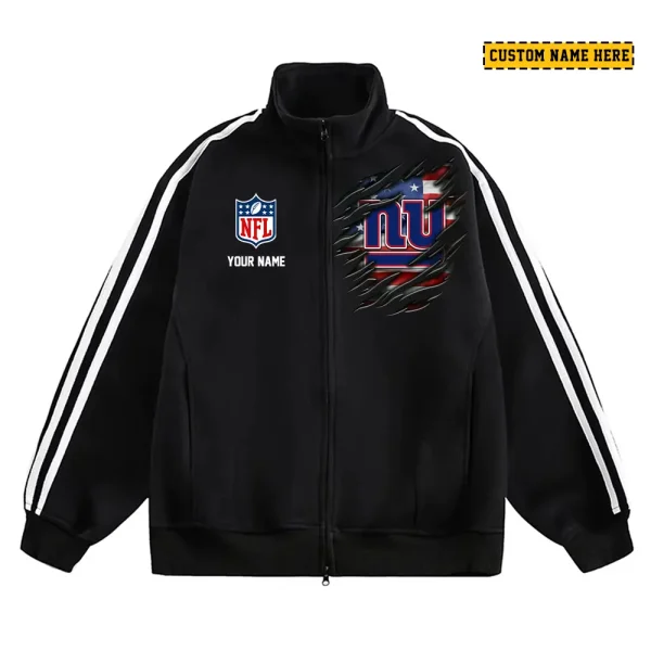 New York Giants Men's Jackets Trend Striped Stand-up Collar Baseball SPTJTSDUCB024