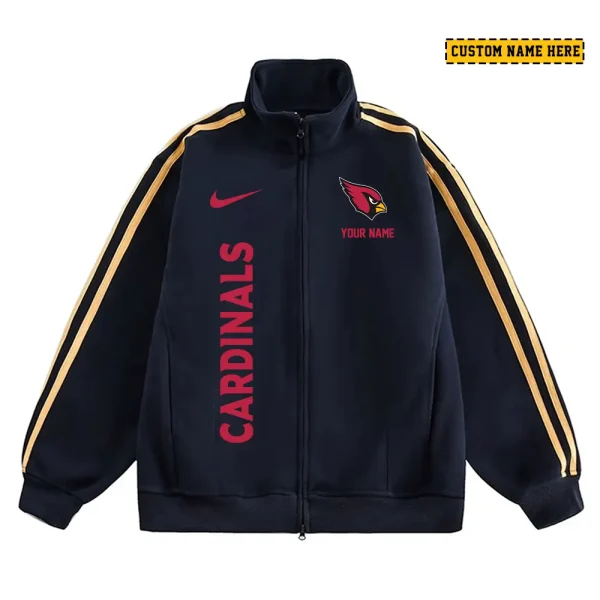 Arizona Cardinals Men's Jackets Trend Striped Stand-up Collar Baseball SPTJTSDUCB033 - Image 2