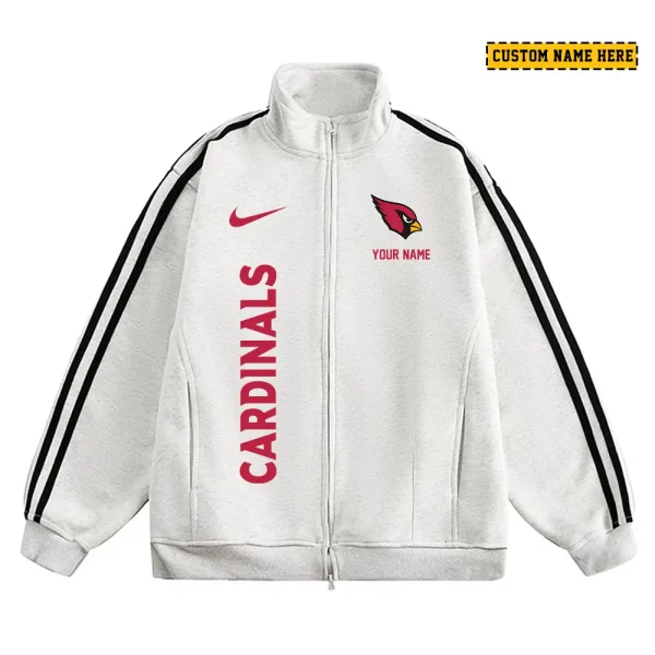 Arizona Cardinals Men's Jackets Trend Striped Stand-up Collar Baseball SPTJTSDUCB033 - Image 3
